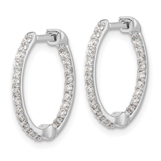 14k White Gold Diamond In/Out Hinged Hoop Earrings