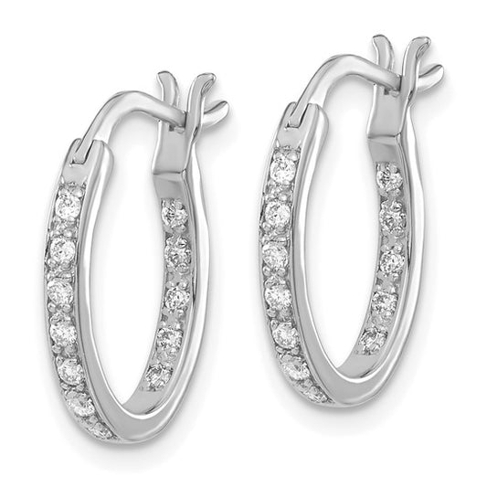 14k White Gold Diamond In/Out Hoop Earrings