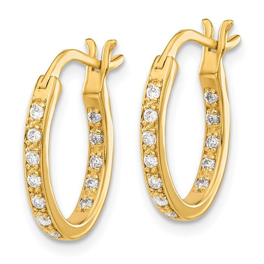 14k Diamond In/Out Hoop Earrings