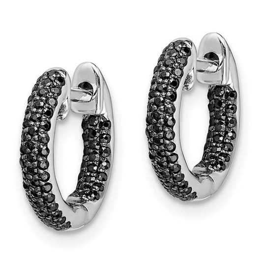 14k White Gold Diamond Hinged Hoop Earrings