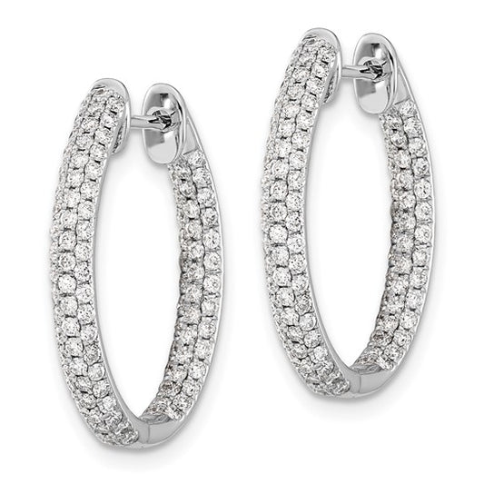 14k White Gold Diamond In/Out Hinged Hoop Earrings