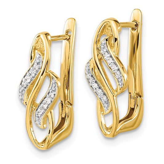 14k Diamond Hinged Hoop Earrings