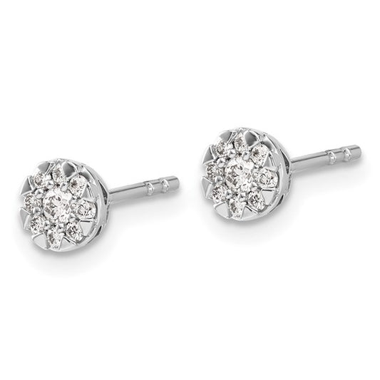 14k White Gold Diamond Cluster Earrings
