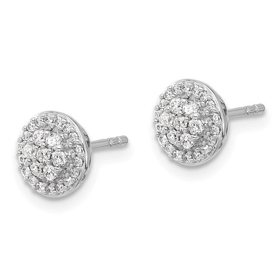 14k White Gold Diamond Cluster Earrings