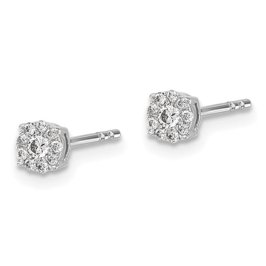 14k White Gold Diamond Cluster Post Earrings