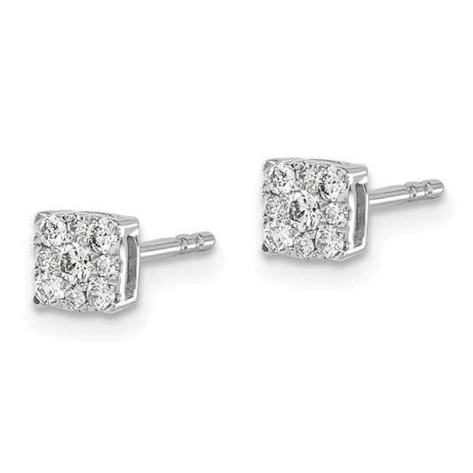 10k White Gold Diamond Cluster Post Earrings