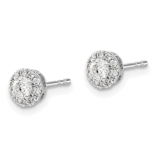 14k White Gold Diamond Cluster Post Earrings