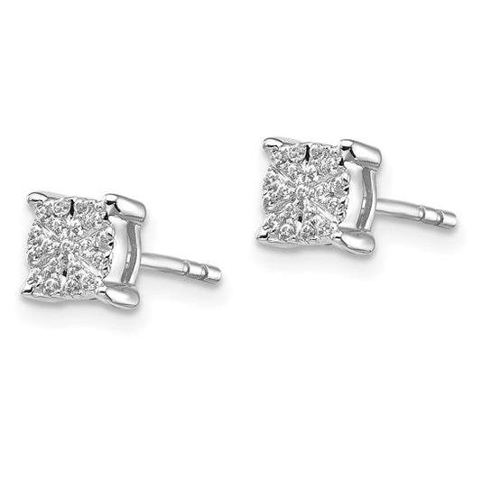 14k White Gold Diamond Cluster Post Earrings