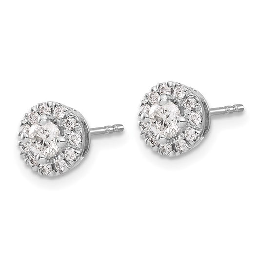14k White Gold Diamond Cluster Post Earrings