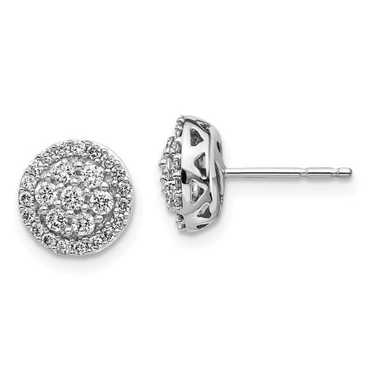 14k White Gold Diamond Cluster Post Earrings