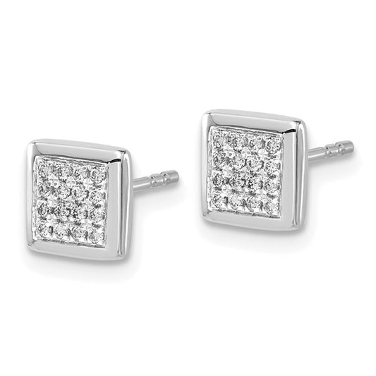14k White Gold Diamond Post Earrings