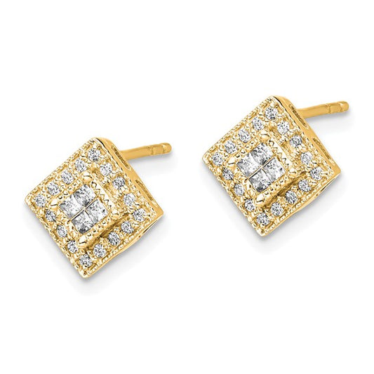 14k Polished Diamond Post Earrings