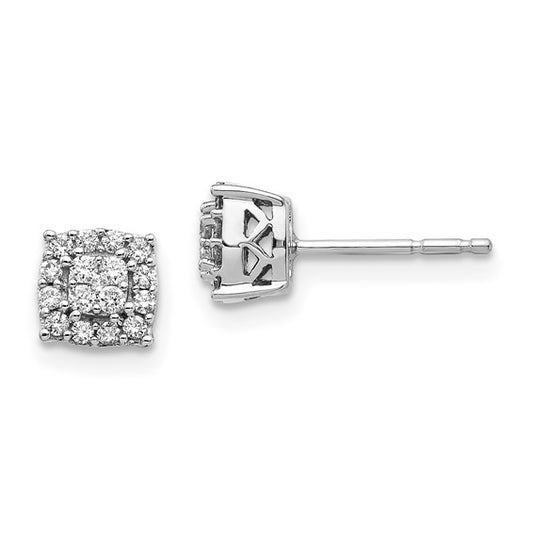 14k White Gold Diamond Post Earrings