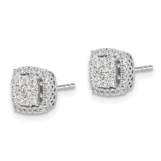 14k White Gold Diamond Post Earrings