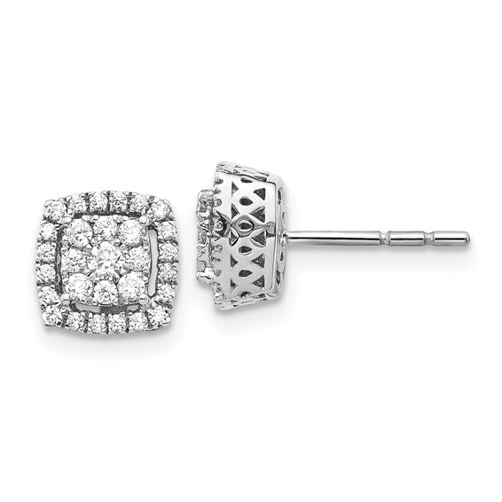 14k White Gold Diamond Post Earrings