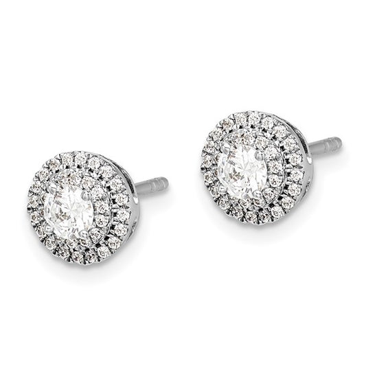 14k White Gold Diamond Cluster Post Earrings