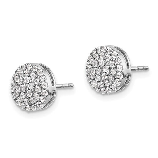 14k White Gold Diamond Round Cluster Post Earrings