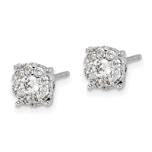 14k White Gold Diamond Cluster Post Earrings
