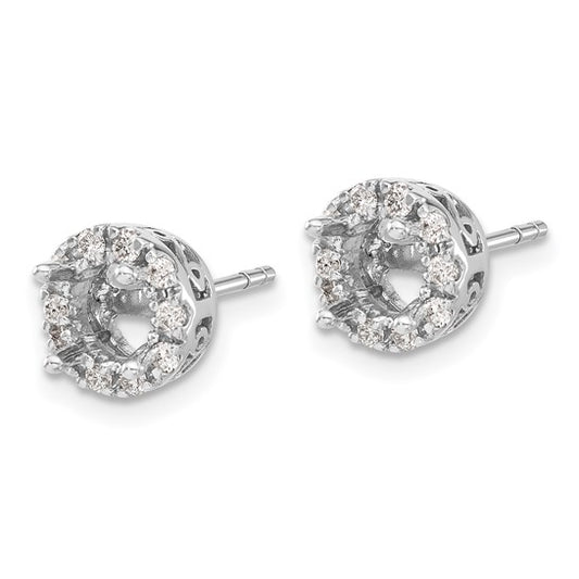 14k White Gold Diamond Semi-mount Stud Earrings