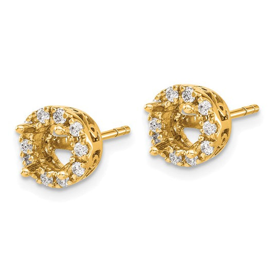 14k Diamond Semi-mount Stud Earrings