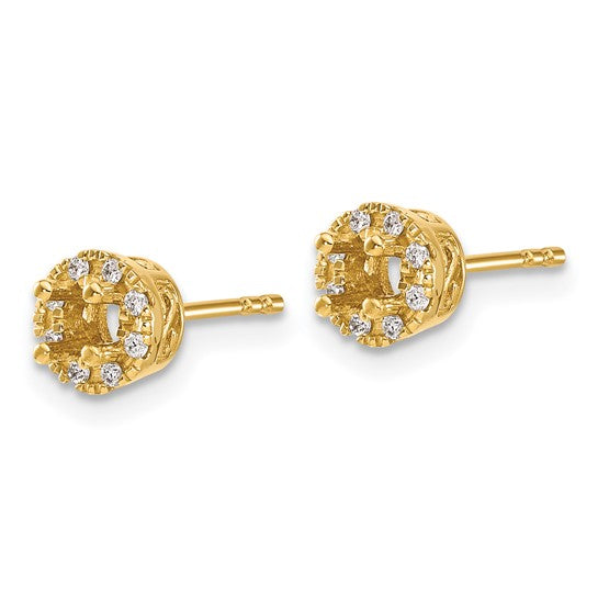 14k Diamond Semi-mount Stud Earrings