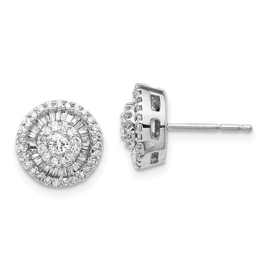 14k White Gold Diamond Cluster Post Earrings