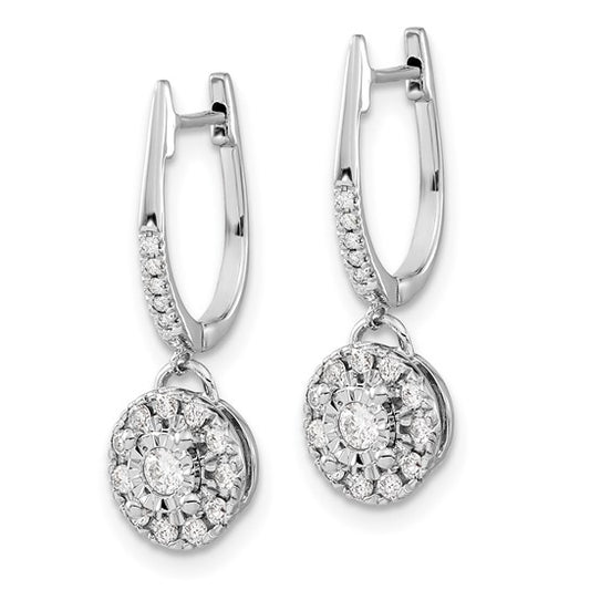 14k White Gold 0.35ct Dia. Round Dangle Hinged Hoop Earrings