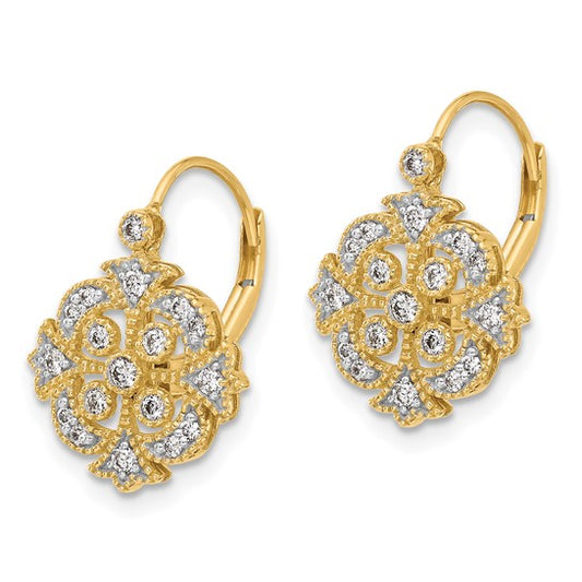 14k Diamond Leverback Earrings