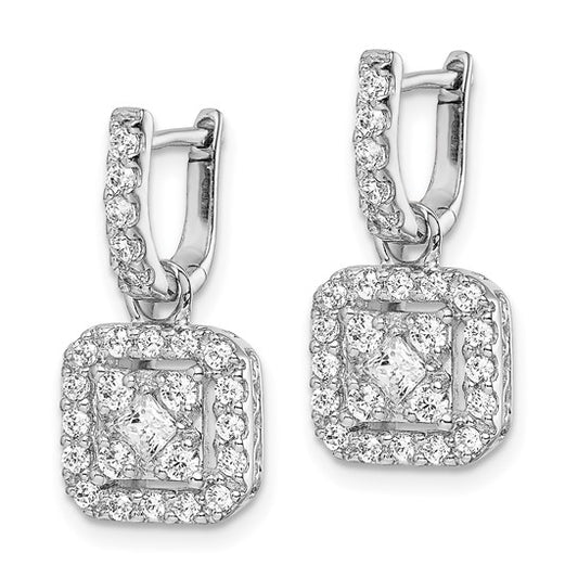 14k White Gold Diamond Hinged Earrings