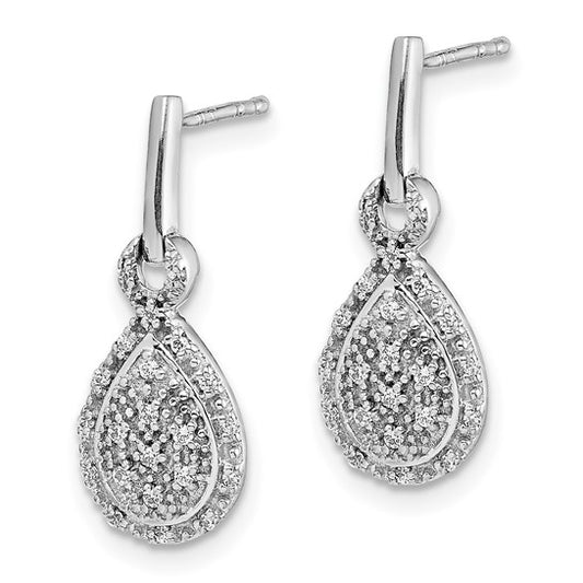 14k White Gold Diamond Teardrop Post Earrings