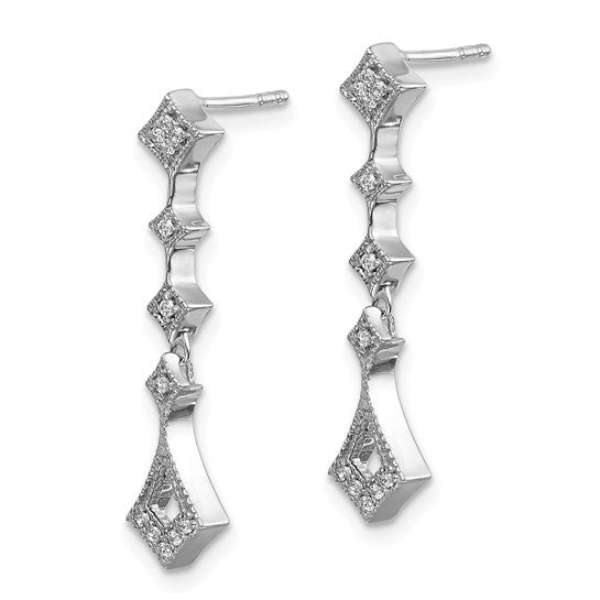 10k White Gold Diamond Vintage Earrings
