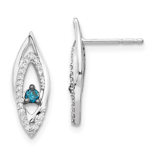 14k White Gold Blue/White Diamond Earrings