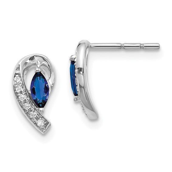14k 1/20Ct Diamond and Emerald Earrings