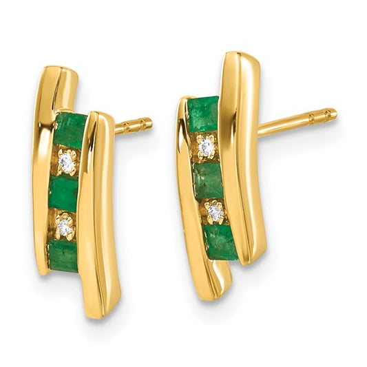 14k Diamond and Emerald Earrings