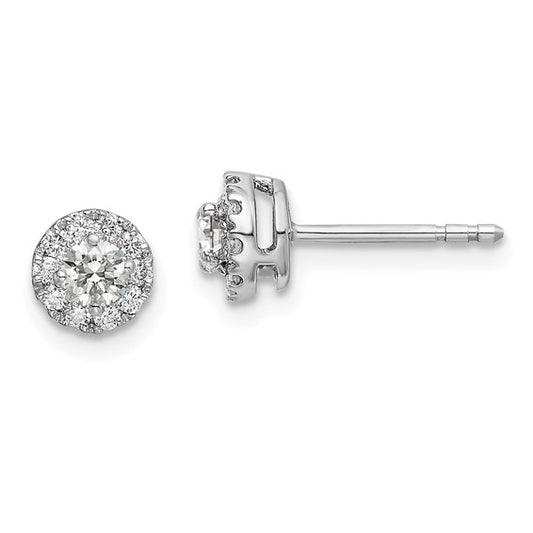 14K White Gold Lab Grown Diamond VS/SI GH, Round Halo Earrings