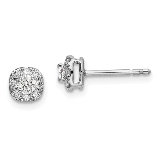 14K White Gold Lab Grown Diamond VS/SI GH, Cushion Halo Earrings