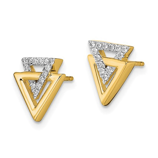 14k Polished Triangle Diamond Post Earrings