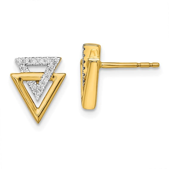 14k Polished Triangle Diamond Post Earrings