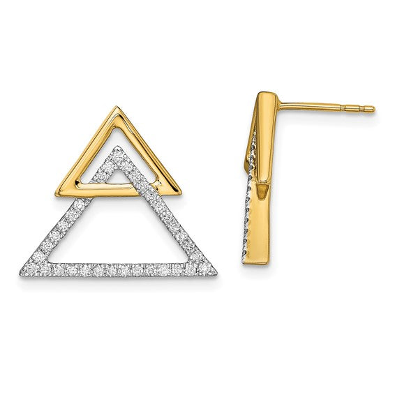 14k Polished Double Triangle Diamond Post Earrings