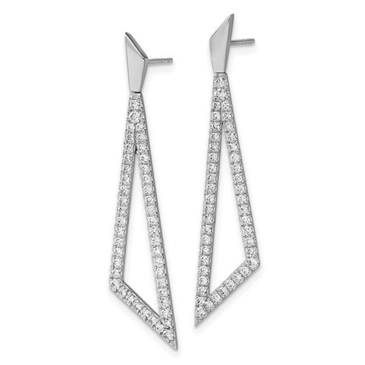 14k White Gold Diamond Triangle Post Earrings