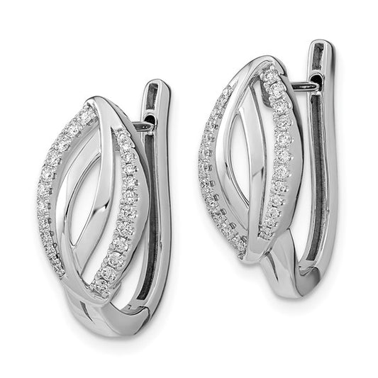 14k White Gold Diamond Hinged Hoop Earrings