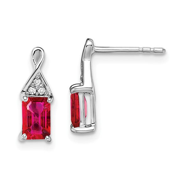 14k White Gold Ruby and Diamond Earrings