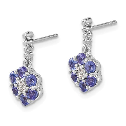 14k White Gold Tanzanite and Diamond Earrings