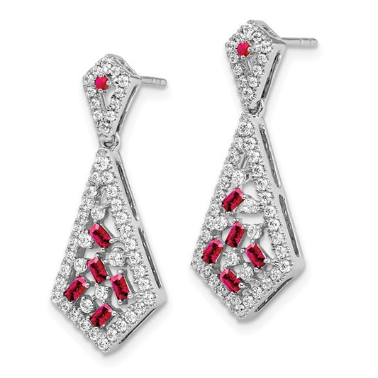 14k White Gold Ruby and Diamond Earrings