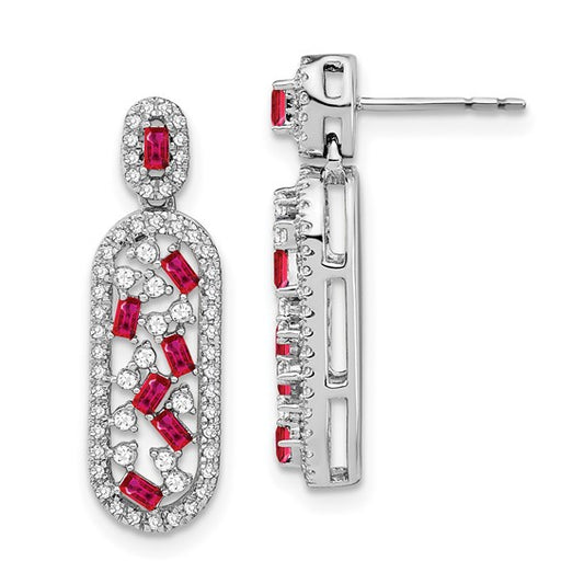 14k White Gold Ruby and Diamond Earrings