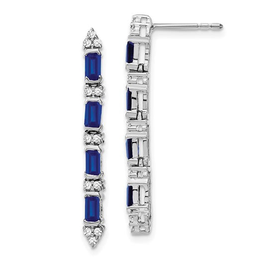 14k White Gold Sapphire and Diamond 4-stone Dangle Earrings