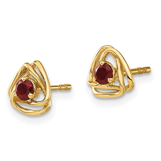 14k Garnet Post Earrings