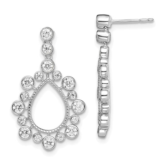 14K White Gold Lab Grown Diamond SI1/SI2, G H, Teardrop Bezel Post Earring