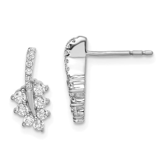 14K White Gold Lab Grown Diamond SI1/SI2, G H, Leaf Post Earrings