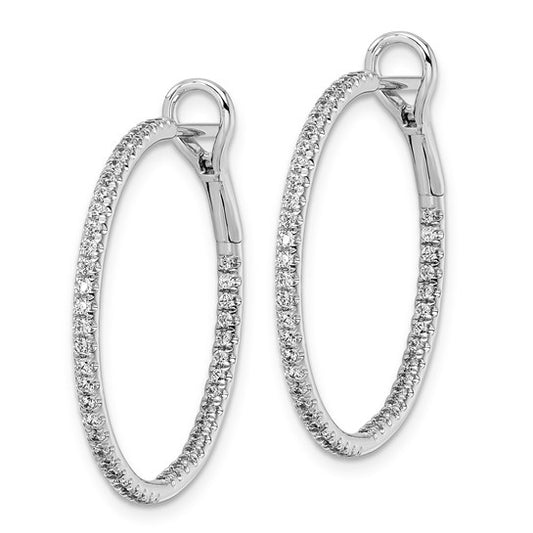 14K White Gold Lab Grown Diamond VS/SI GH, In and Out Hoop Earrings